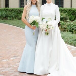 Amsale size 0 Austin dress ice blue